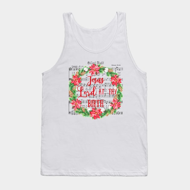 Silent Night Sheet Music Christmas Wreath Tank Top by 4Craig